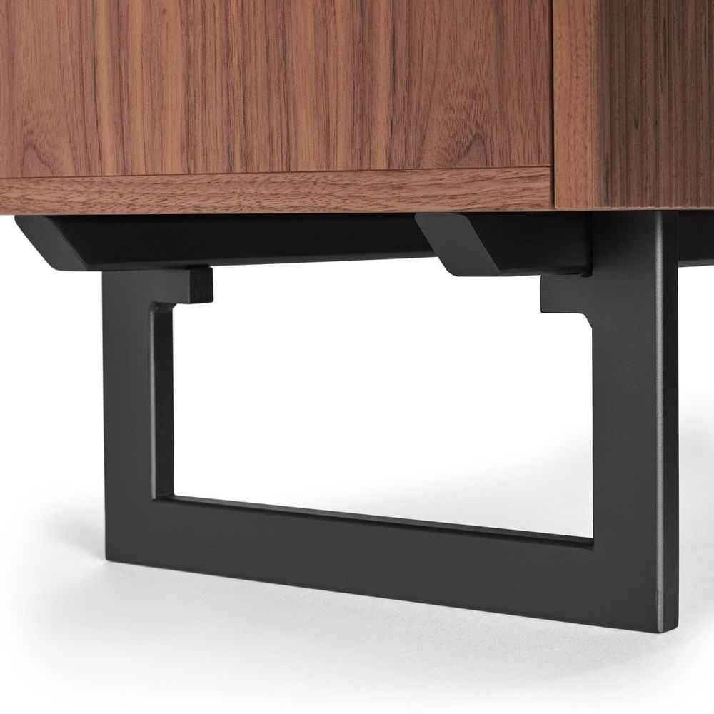 Wardrobe - Walnut living room cabinet: 1 door, 3 drawers and 1 glass shelf - MON PETIT MEUBLE FRANÇAIS