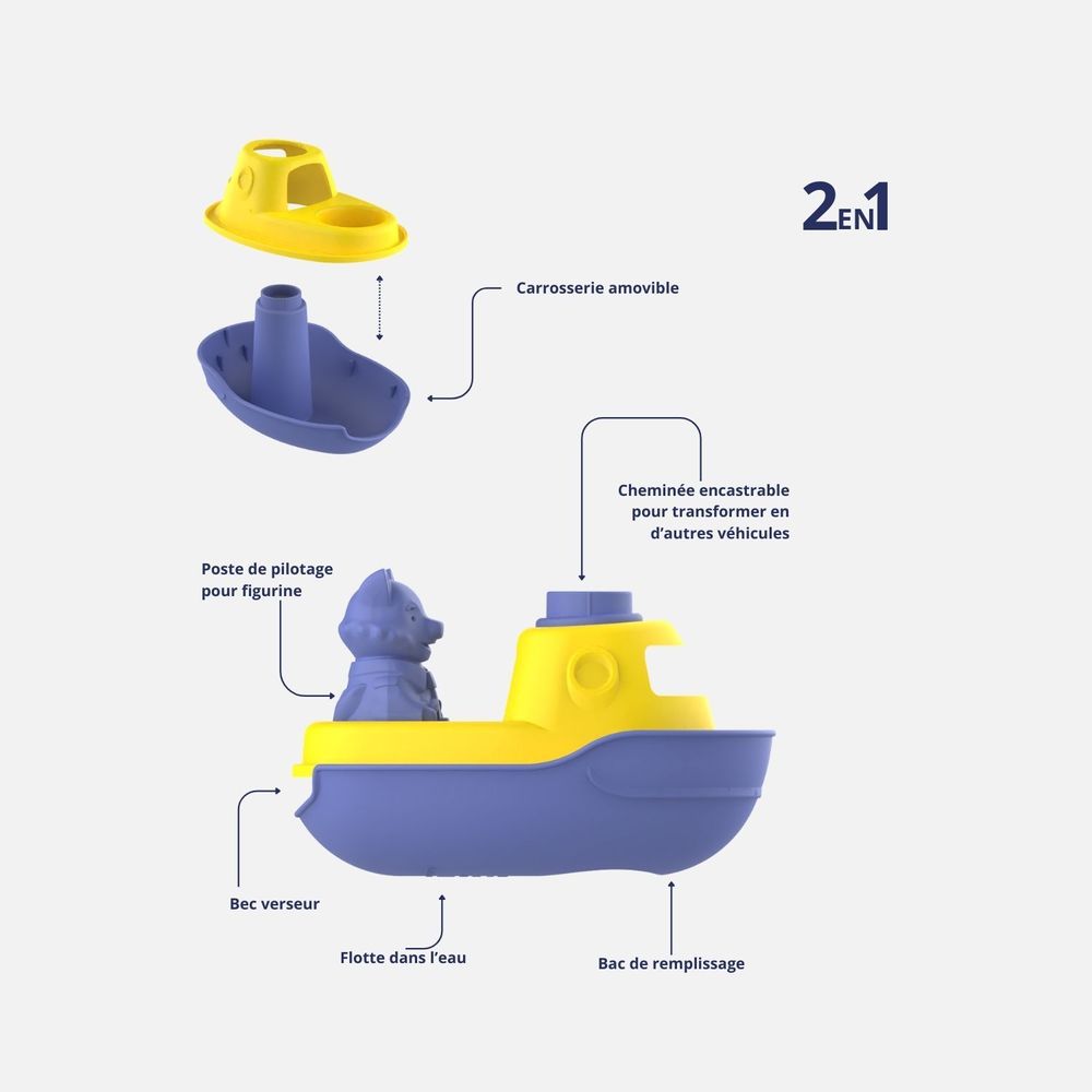 Toys - My first 2-in-1 boat - Made in France 100% recycled and recyclable plastic - LE JOUET SIMPLE.