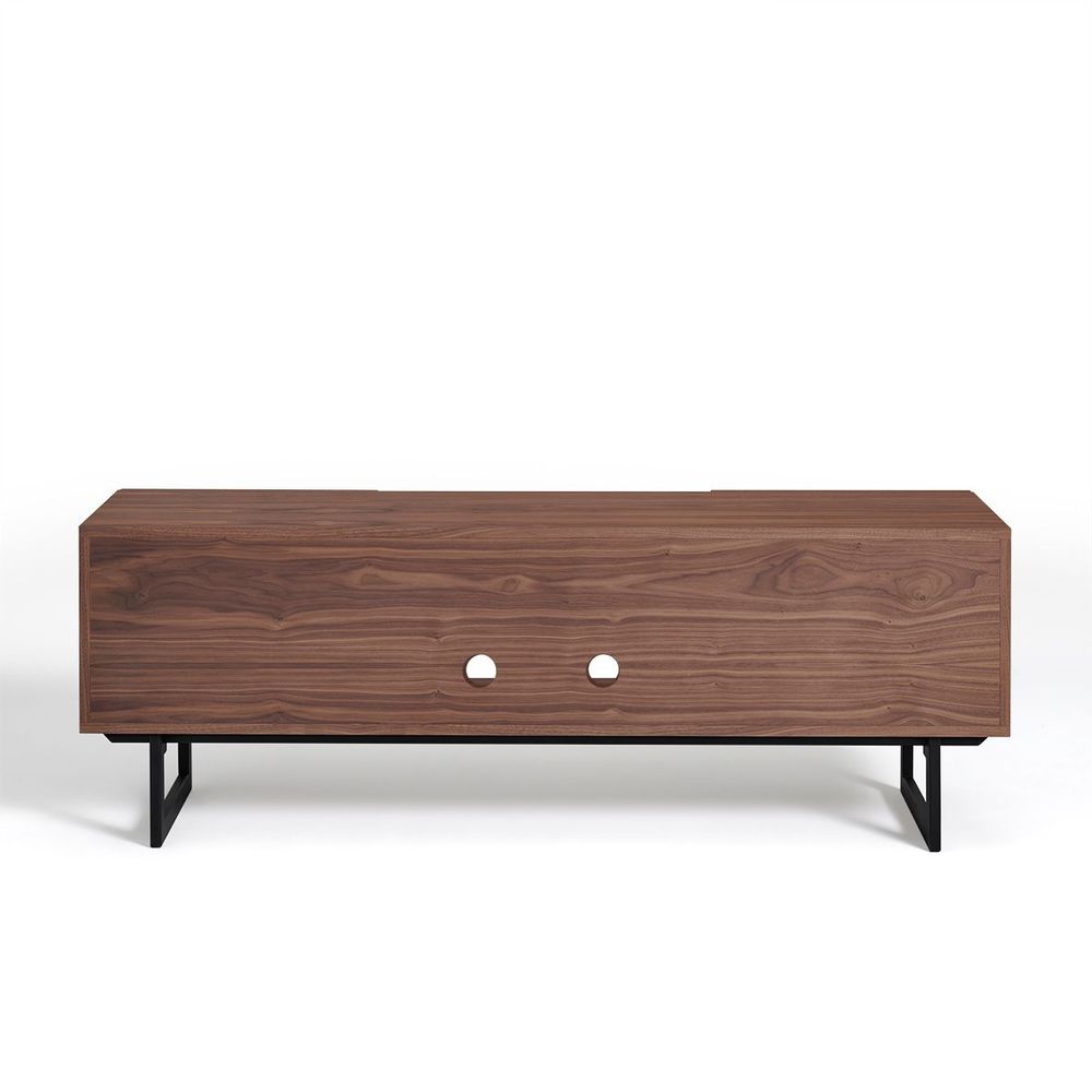TV stands - Walnut 2-door TV stand, metal base - 158 cm - MON PETIT MEUBLE FRANÇAIS