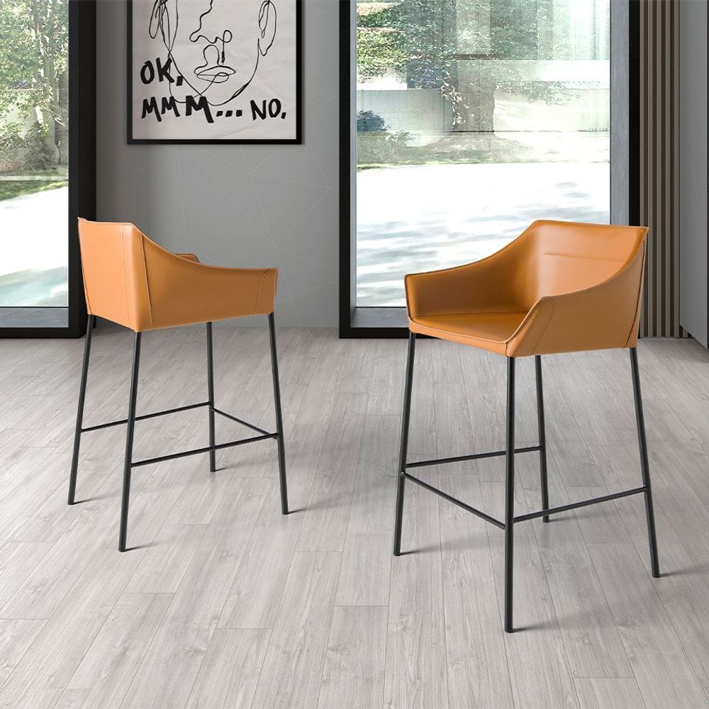 Tabourets - Tabouret en croûte de cuir marron - ANGEL CERDÁ
