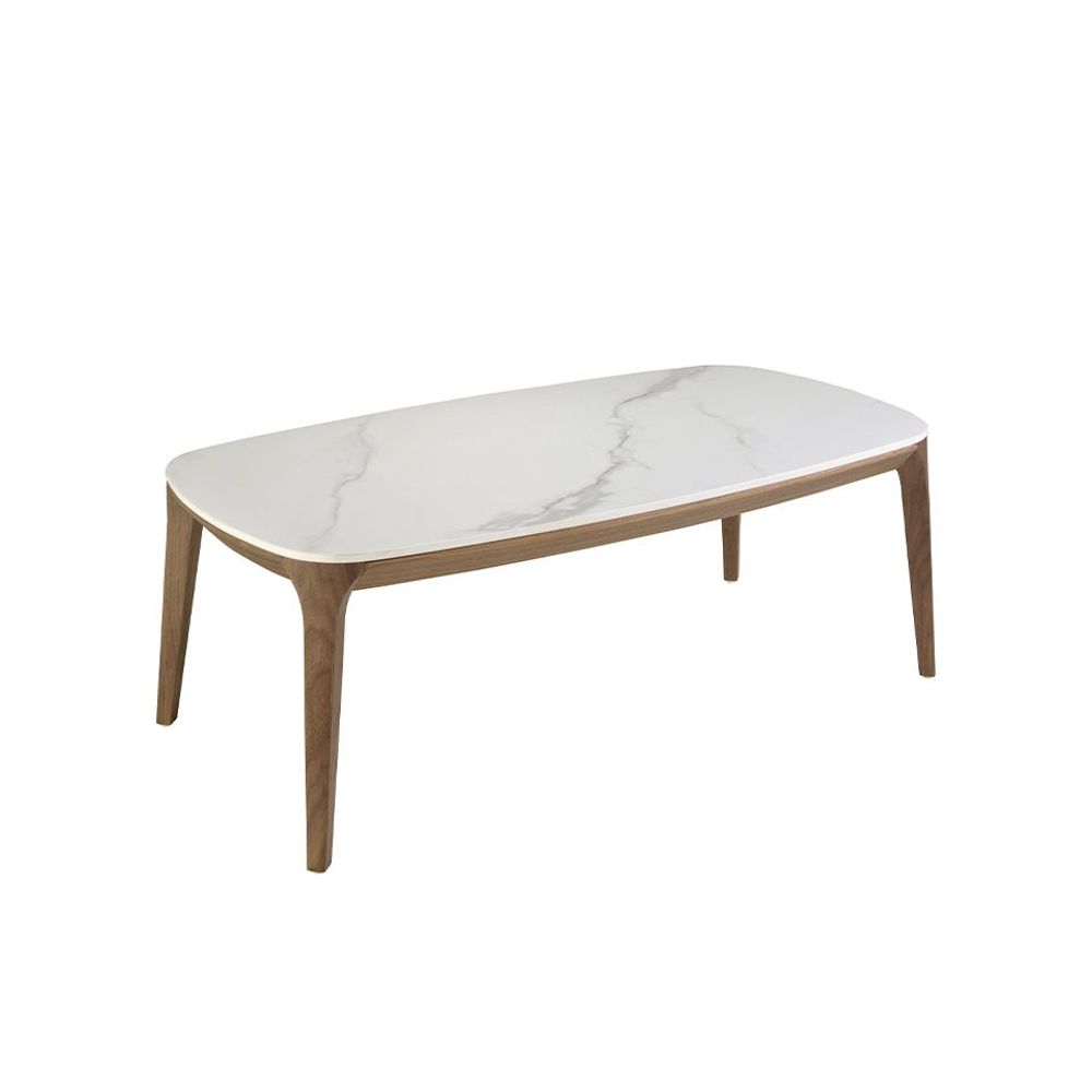 Dining Tables - Oval porcelain marble and walnut oval table - ANGEL CERDÁ