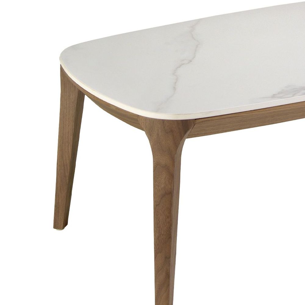 Dining Tables - Oval porcelain marble and walnut oval table - ANGEL CERDÁ