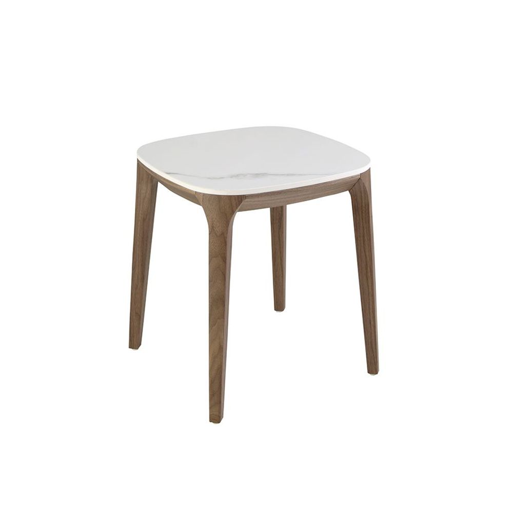Coffee tables - Porcelain marble and walnut square corner table - ANGEL CERDÁ