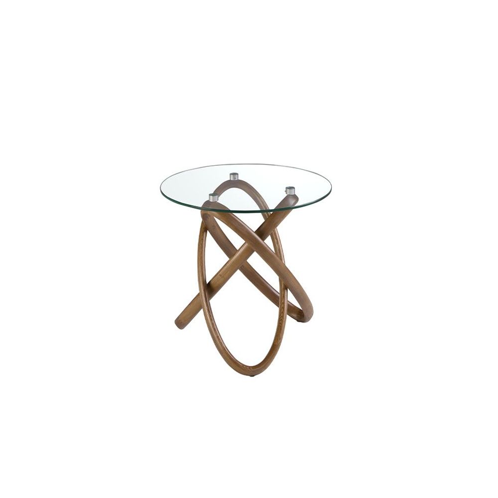 Autres tables  - Table d'angle ronde en verre trempé et noyer - ANGEL CERDÁ