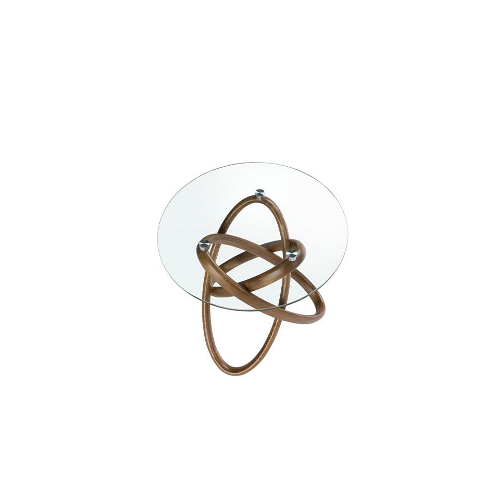 Autres tables  - Table d'angle ronde en verre trempé et noyer - ANGEL CERDÁ