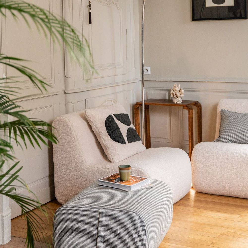 Office seating - COCOTTE POUF (ecru&green) - MAISON JEUDI