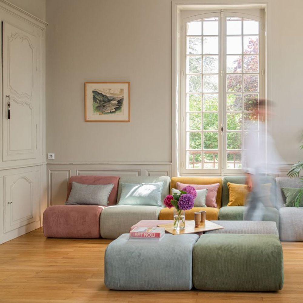 Office seating - COCOTTE POUF (ecru&green) - MAISON JEUDI