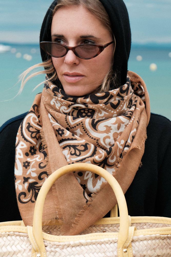 Scarves - Camel cash bandana - MAISON LECOMTE FLAMENT