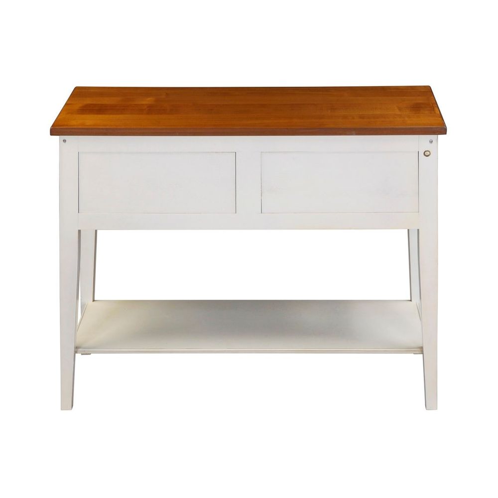 Console table - Console with 3 drawers in solid cherry wood, white-cream lacquered - MON PETIT MEUBLE FRANÇAIS
