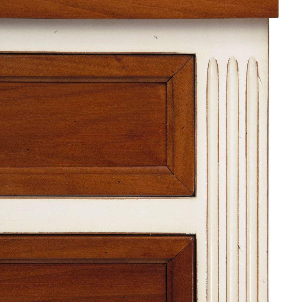 Console table - Console with 3 drawers in solid cherry wood, white-cream lacquered - MON PETIT MEUBLE FRANÇAIS