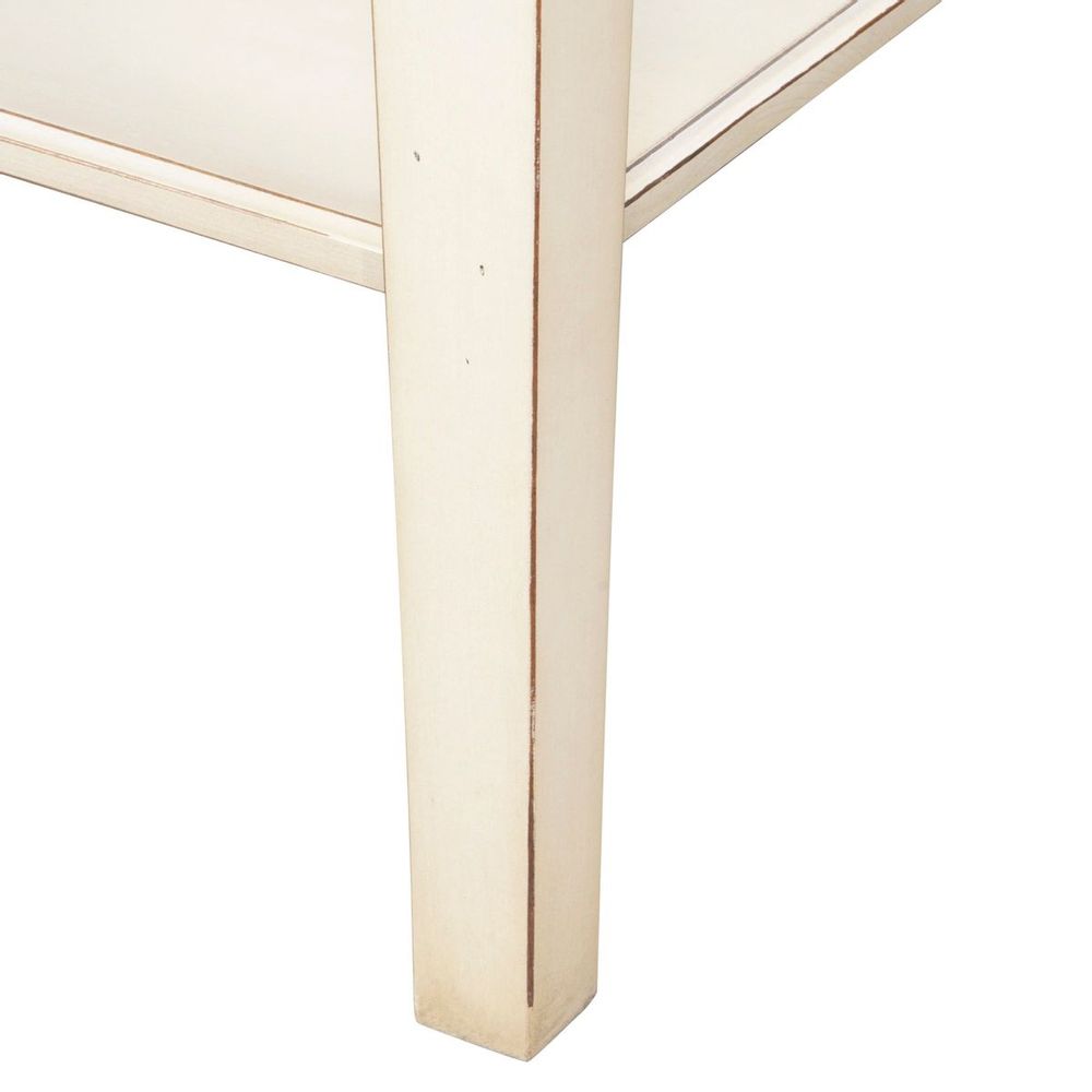 Console table - Console with 3 drawers in solid cherry wood, white-cream lacquered - MON PETIT MEUBLE FRANÇAIS