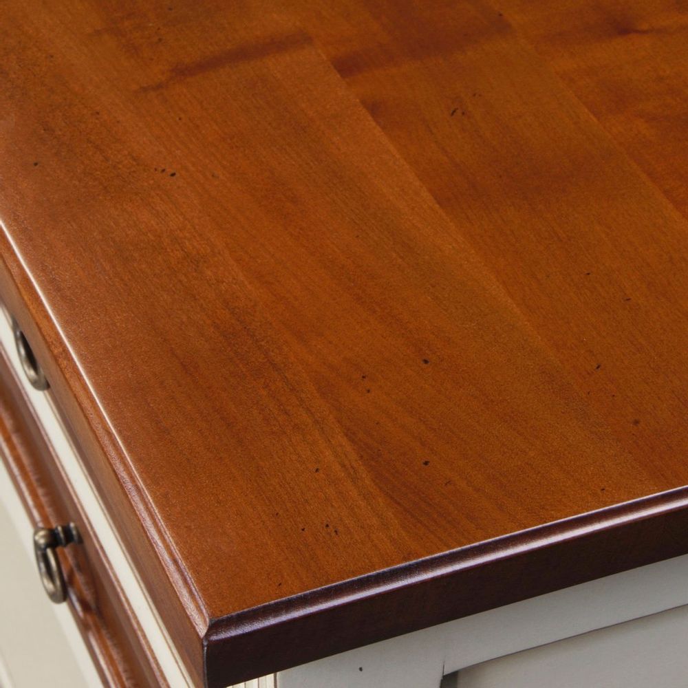 Console table - Console with 3 drawers in solid cherry wood, white-cream lacquered - MON PETIT MEUBLE FRANÇAIS