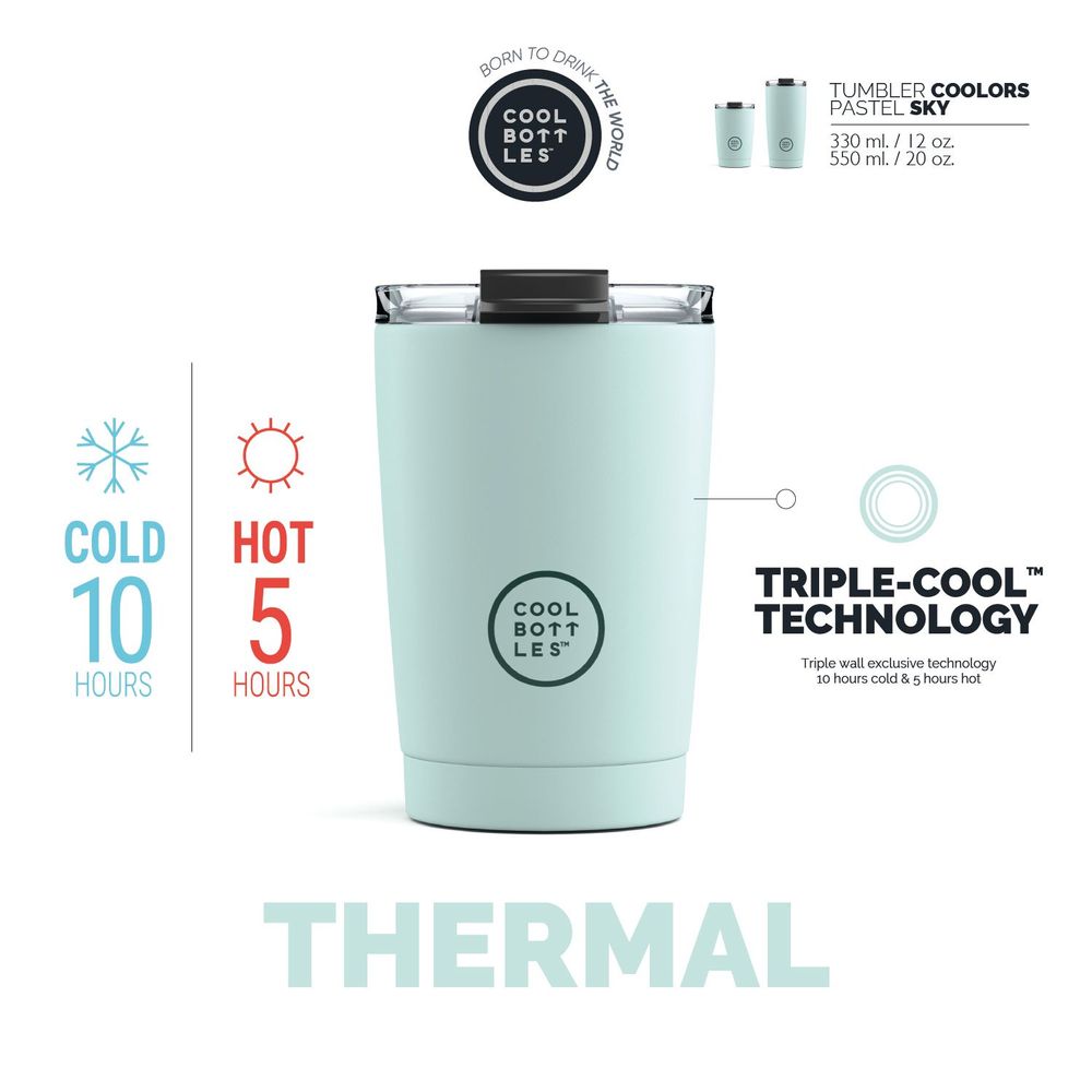 Accessoires de voyage - The Tumbler - Pastel Sky 330ml - COOL BOTTLES