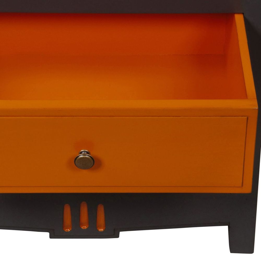 Secrétaires  - Meuble secrétaire en merisier massif gris et orange - MON PETIT MEUBLE FRANÇAIS