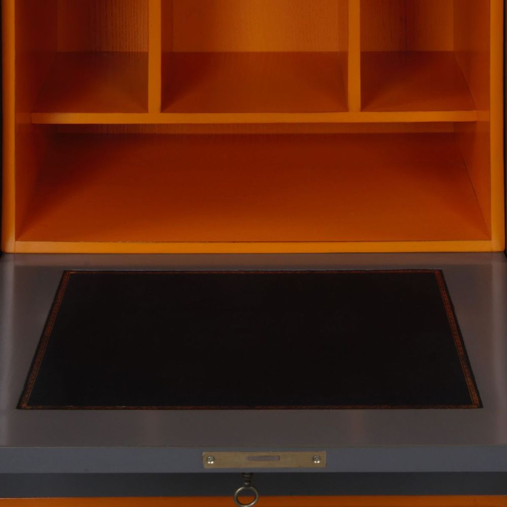 Secrétaires  - Meuble secrétaire en merisier massif gris et orange - MON PETIT MEUBLE FRANÇAIS