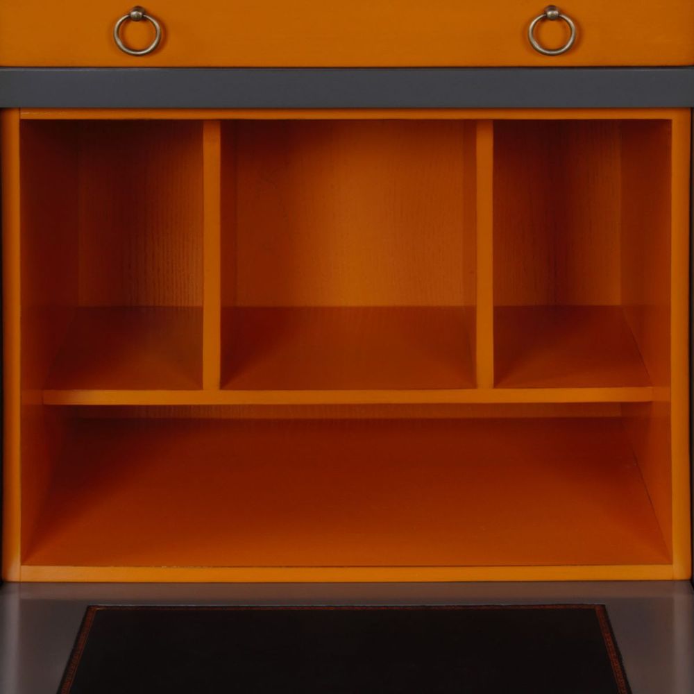 Secrétaires  - Meuble secrétaire en merisier massif gris et orange - MON PETIT MEUBLE FRANÇAIS