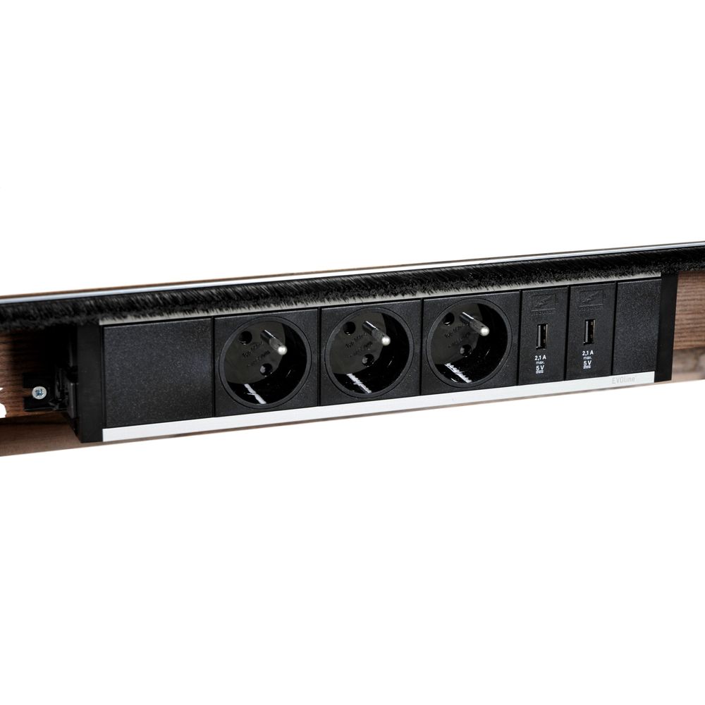 Desks - Professional wooden desk connected USB HDMI ELEC - leather desk pad - MON PETIT MEUBLE FRANÇAIS