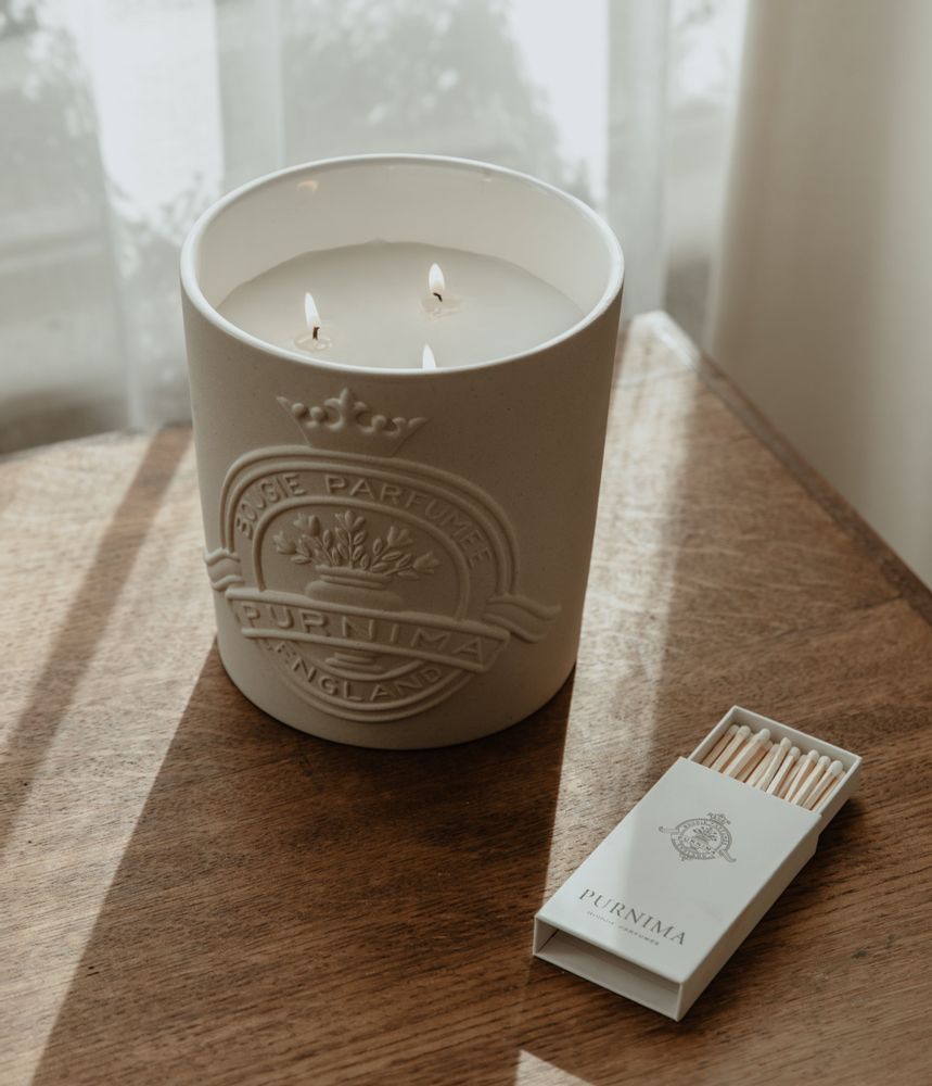 Candles - Ceramic collection: 3 wick candle in ceramic vessel - PURNIMA FRAGRANCES LTD