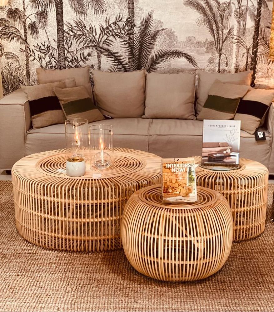 Coffee tables - D80 round rattan coffee table - BALINAISA