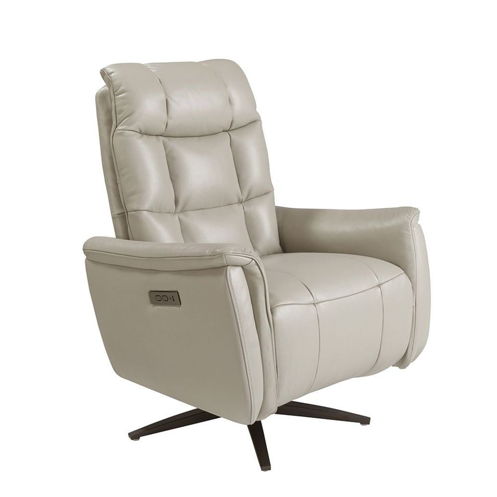 Fauteuils - Fauteuil pivotant en cuir gris - ANGEL CERDÁ