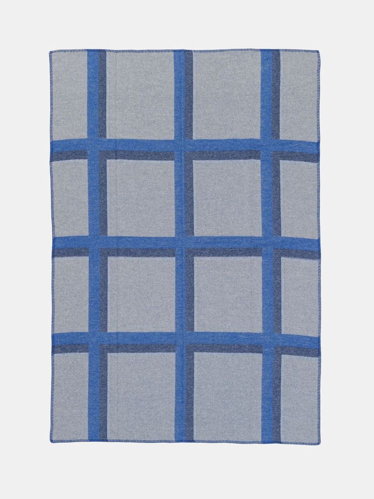 Throw blankets - jacquard throw with windowpane pattern - VILLA COMO