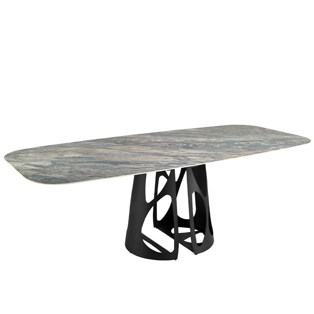 Dining Tables - Oval Barrel porcelain marble dining table - ANGEL CERDÁ