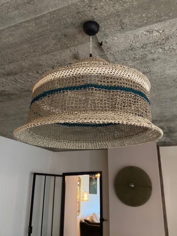 Office design and planning - VERVEINE light, linen and cotton rope Height 60 cm Height: 60 cm, diameter: 60 cm, delivered with frame. - ADELE VAHN