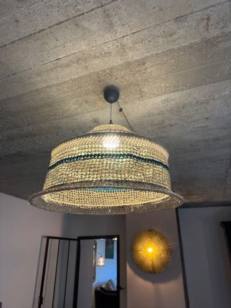 Office design and planning - VERVEINE light, linen and cotton rope Height 60 cm Height: 60 cm, diameter: 60 cm, delivered with frame. - ADELE VAHN