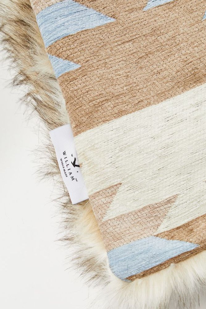Homewear - Luxury faux fur throw, Coyote with a Sky Navajo backing. - WILLIAM WORLD MADE