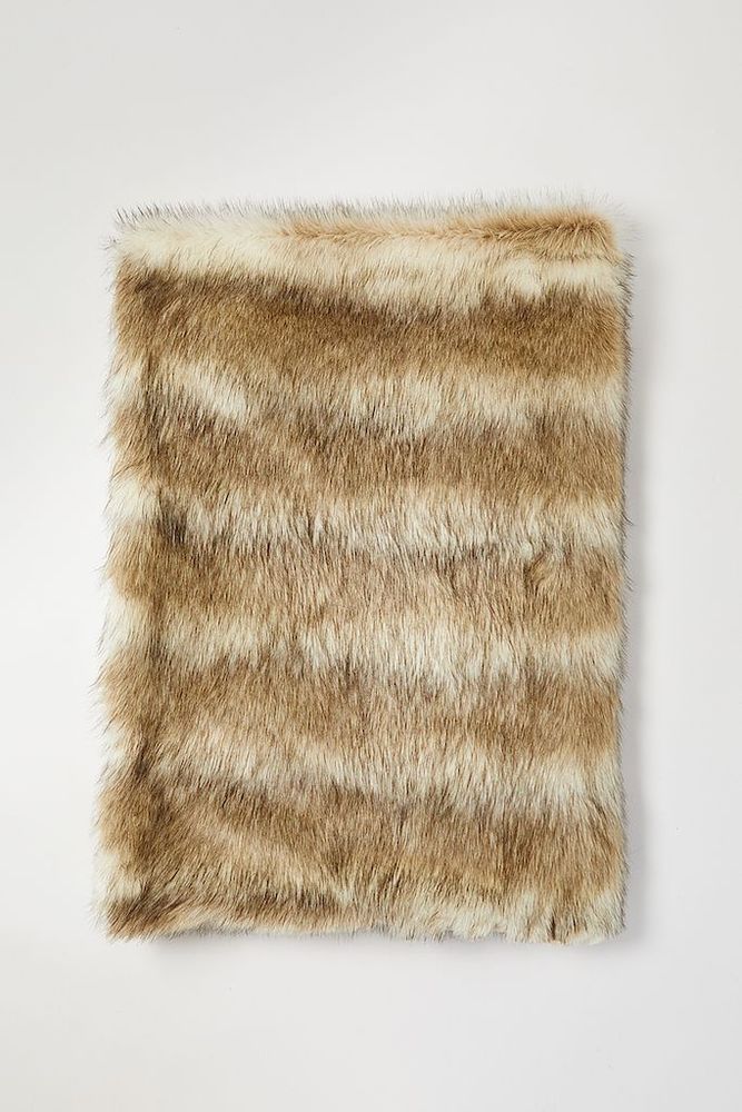 Homewear - Luxury faux fur throw, Coyote with a Sky Navajo backing. - WILLIAM WORLD MADE