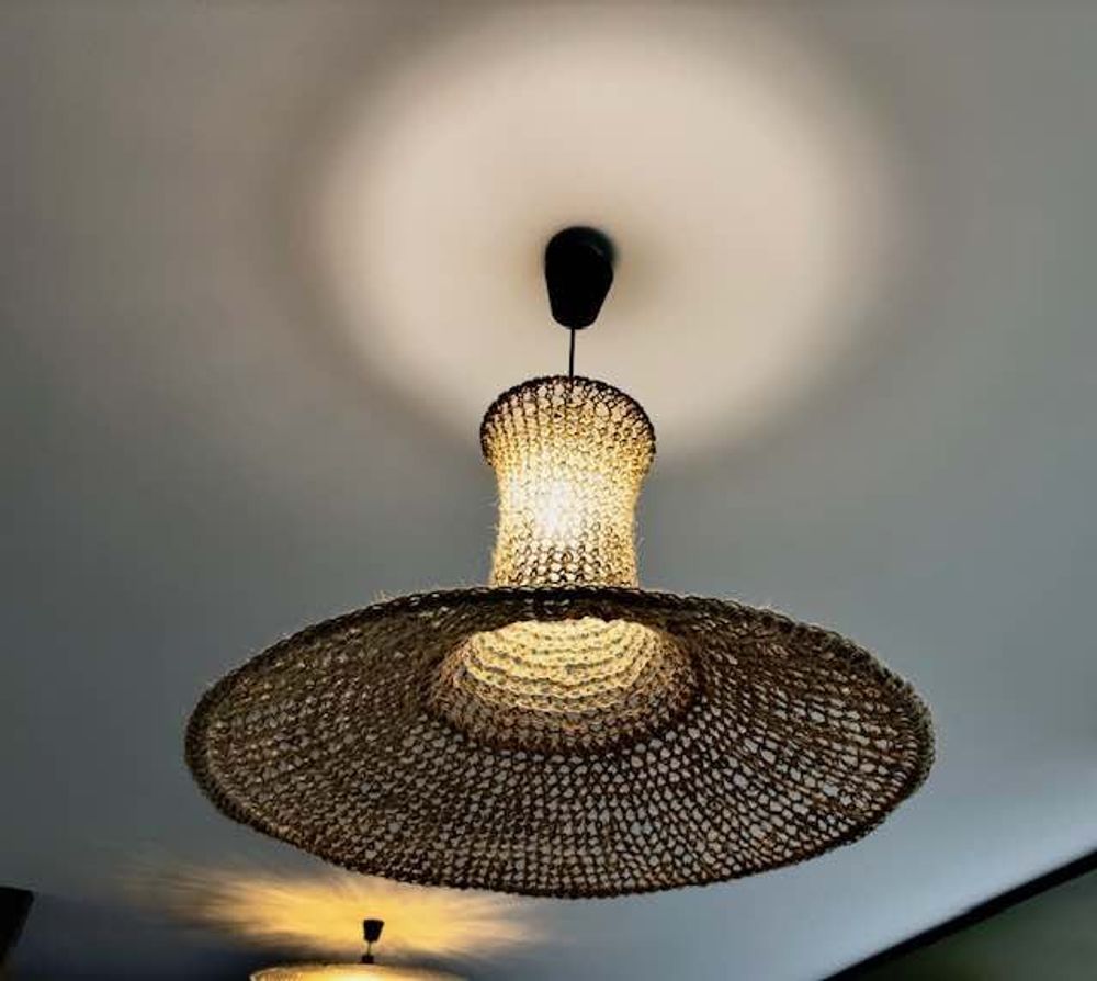 Office design and planning - Small HELICHRYSE light fixture in natural jute Height 30 cm Height 30 cm Diameter 50 cm delivered with electric mount - ADELE VAHN
