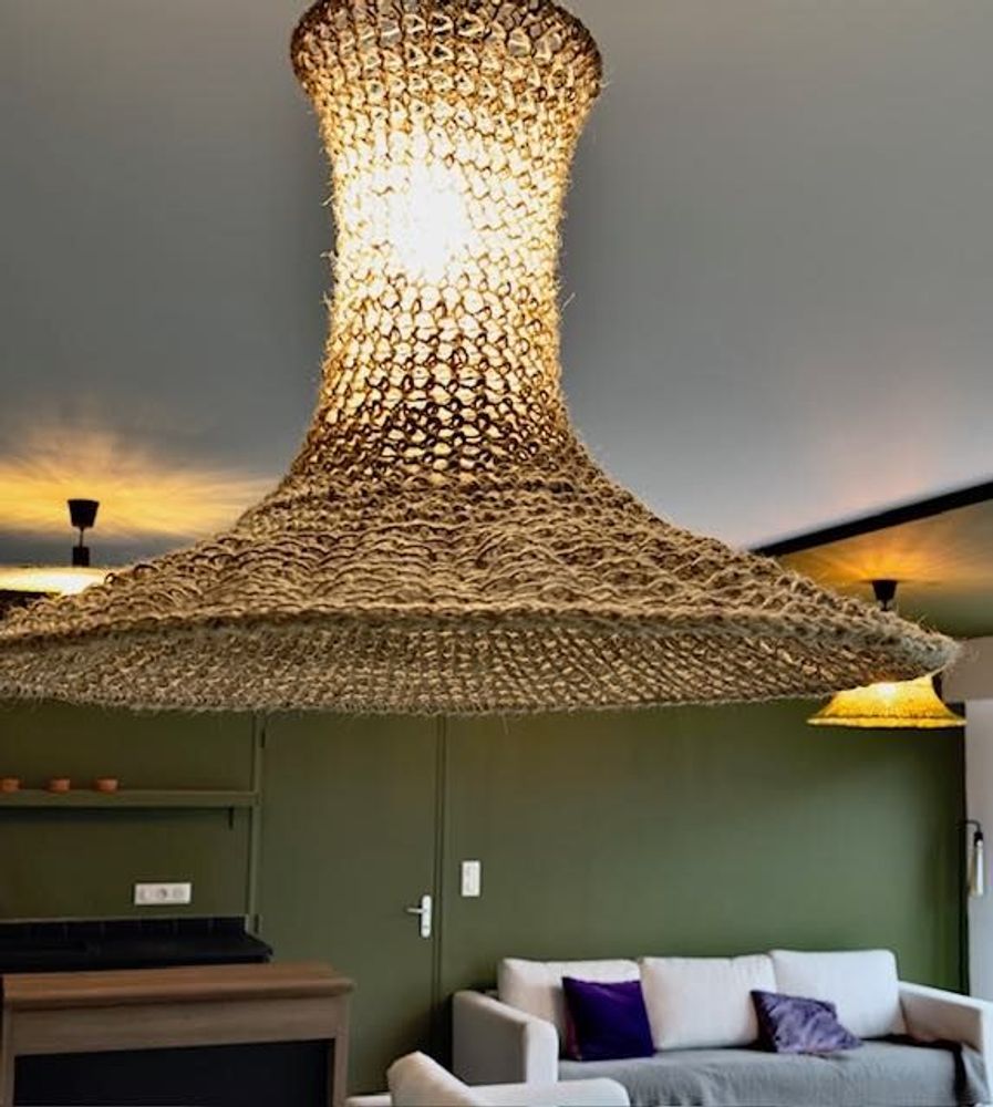 Office design and planning - Small HELICHRYSE light fixture in natural jute Height 30 cm Height 30 cm Diameter 50 cm delivered with electric mount - ADELE VAHN