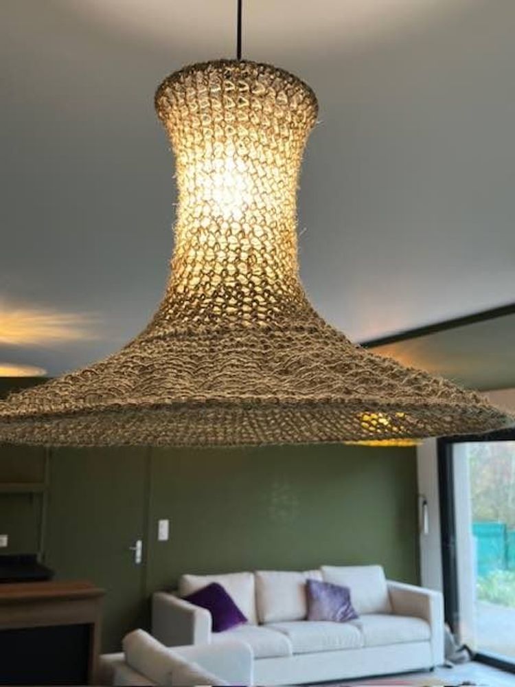 Office design and planning - Small HELICHRYSE light fixture in natural jute Height 30 cm Height 30 cm Diameter 50 cm delivered with electric mount - ADELE VAHN