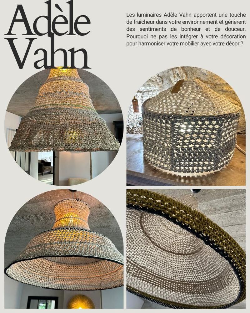 Office design and planning - Small HELICHRYSE light fixture in natural jute Height 30 cm Height 30 cm Diameter 50 cm delivered with electric mount - ADELE VAHN