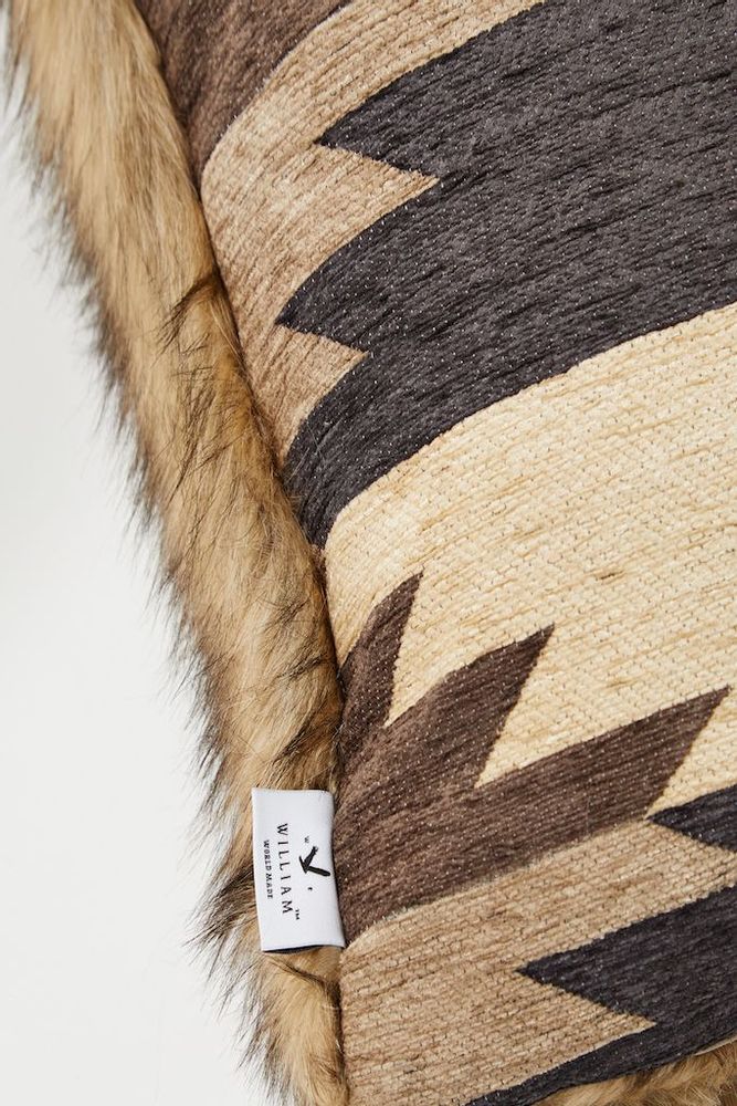 Homewear - Luxury Faux Fur Cushion,  Elk with a Natural Aztec backing. - WILLIAM WORLD MADE