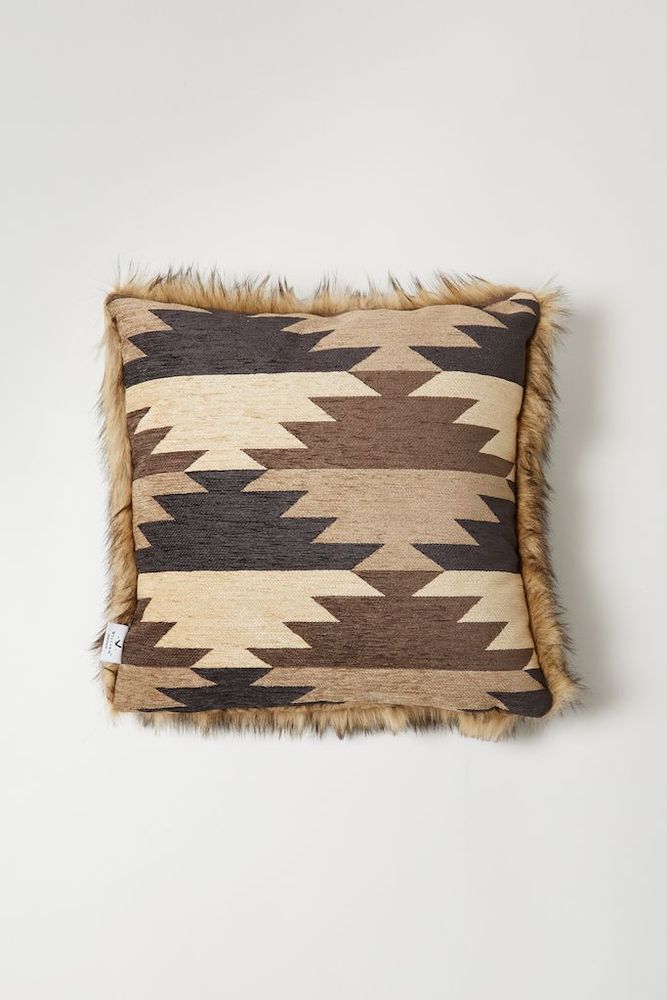 Homewear - Luxury Faux Fur Cushion,  Elk with a Natural Aztec backing. - WILLIAM WORLD MADE