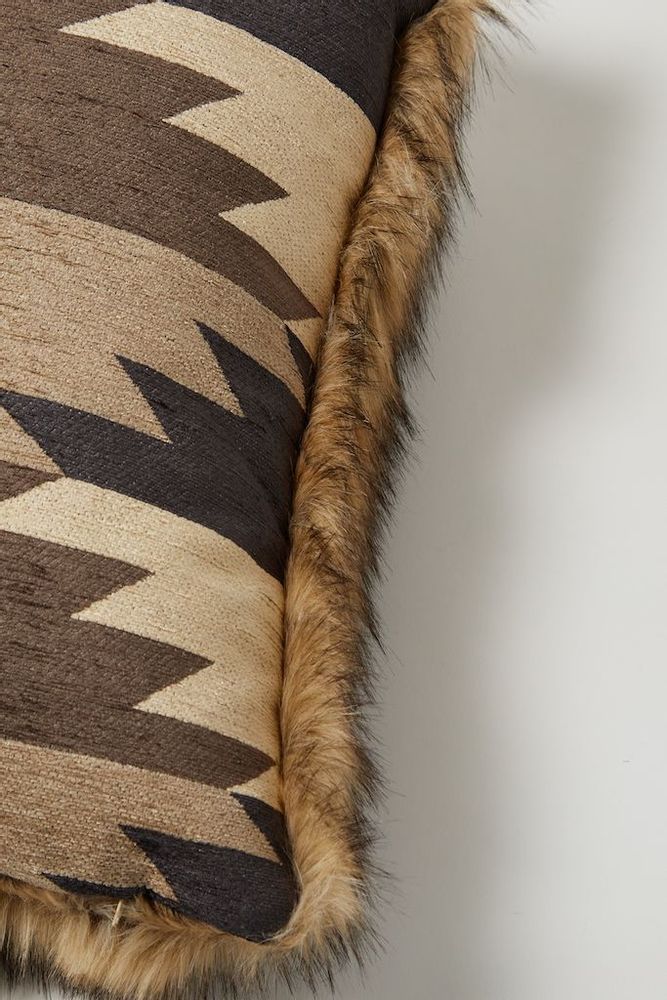Homewear - Luxury Faux Fur Cushion,  Elk with a Natural Aztec backing. - WILLIAM WORLD MADE