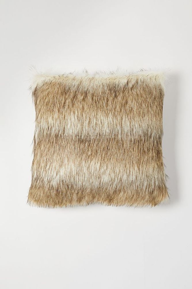 Homewear - Luxury Faux Fur Cushion, Coyote with a Plain Chalk backing.. - WILLIAM WORLD MADE