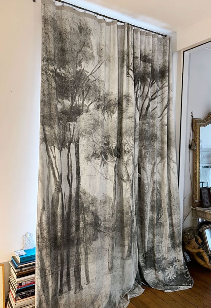 Curtains and window coverings - MANOSQUE velvet curtain 140x300cm - Panel N° 1 MANOSQUE ECRU - EN FIL D'INDIENNE...