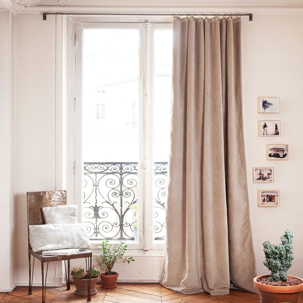 Curtains and window coverings - MEDICIS cotton velvet blackout curtain 130x280cm SABLE - EN FIL D'INDIENNE...