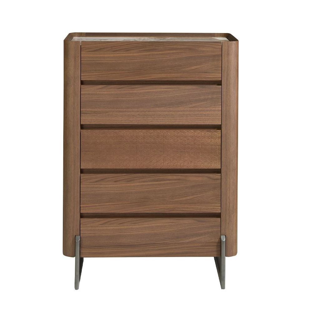 Sideboards - Walnut and metallic dark steel chiffonier with porcelain marble top - ANGEL CERDÁ