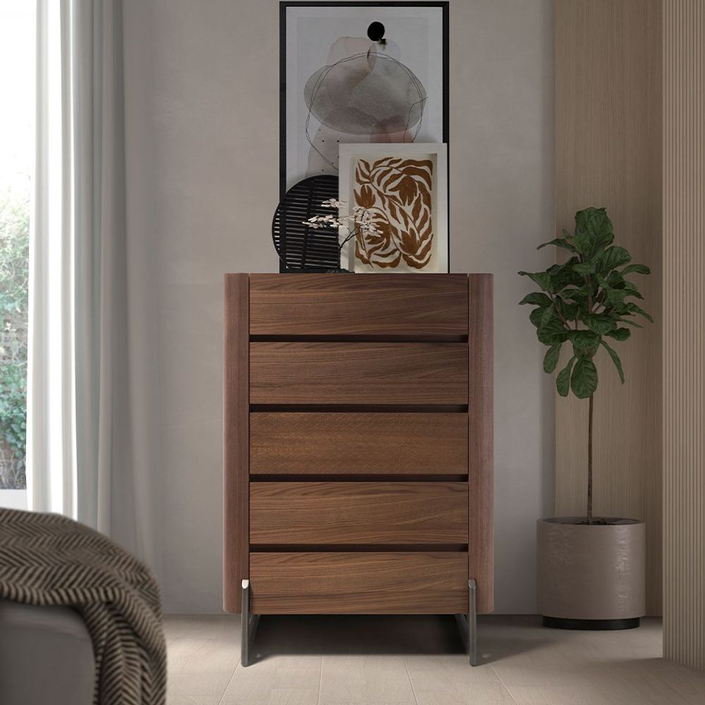 Sideboards - Walnut and metallic dark steel chiffonier with porcelain marble top - ANGEL CERDÁ