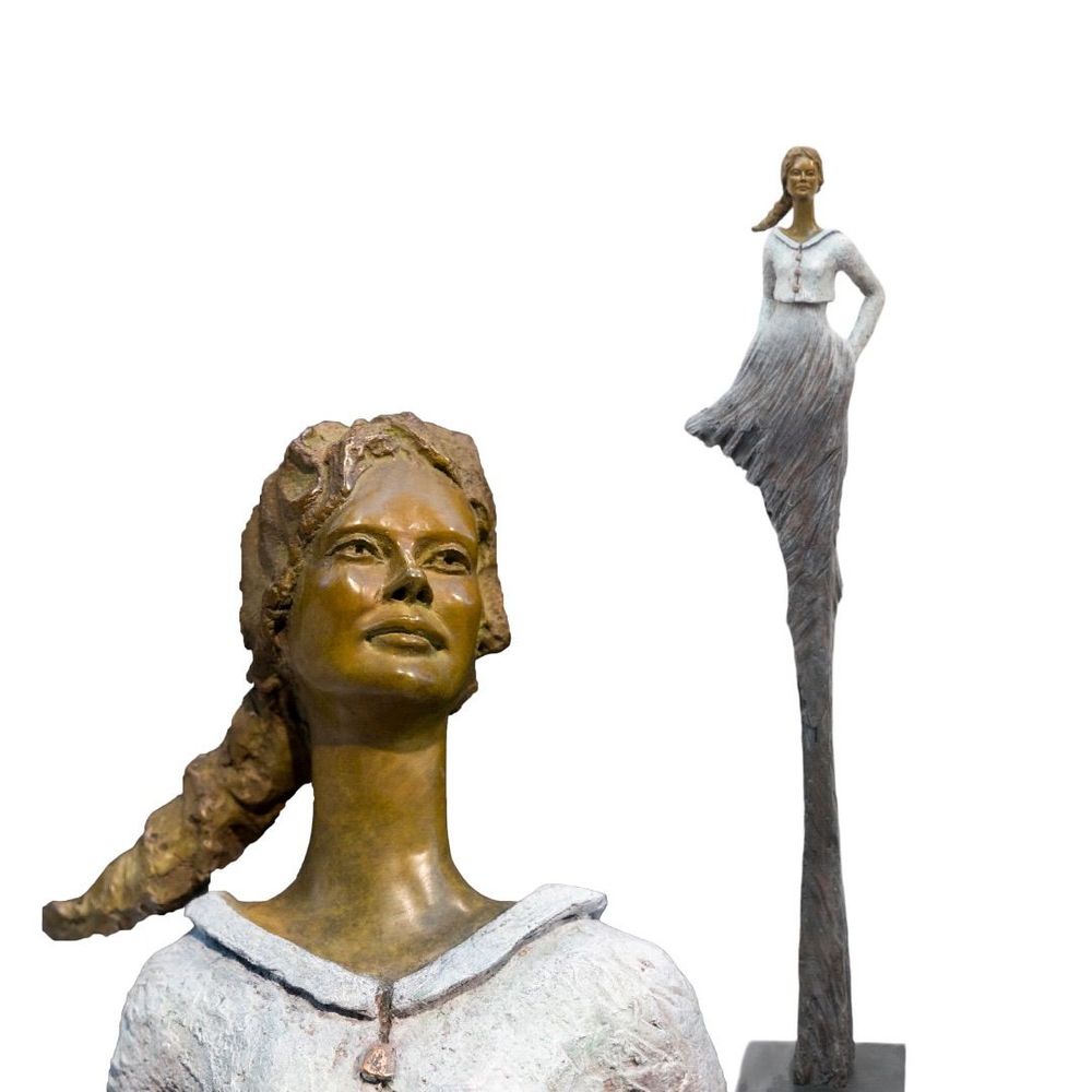 Outdoor decorative accessories - Bronze sculpture the time of secrets - LUSSOU-SCULPTEUR