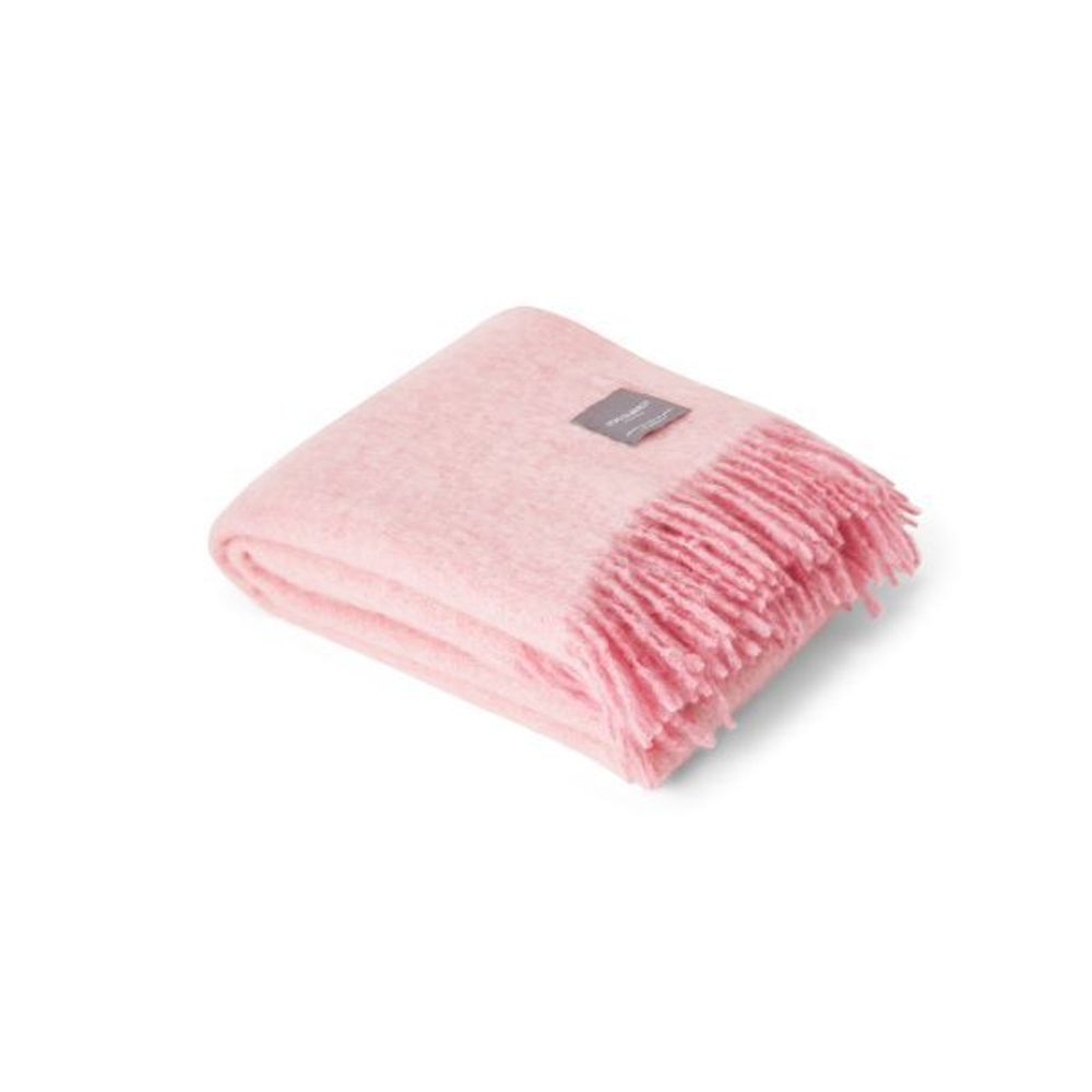 Throw blankets - 4136 Mohair Blanket Rolled Fringe Pelagon & Pink Melange - STACKELBERGS