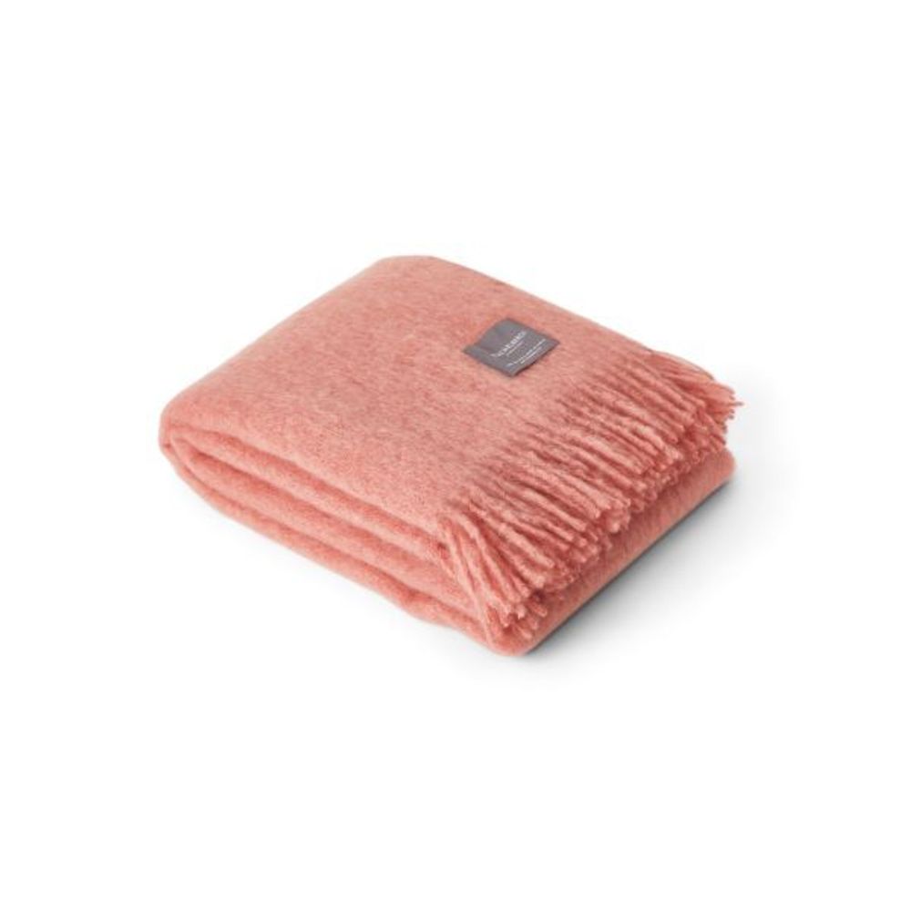 Throw blankets - 4174 Mohair Blanket Rolled Fringes Antique Pink - STACKELBERGS