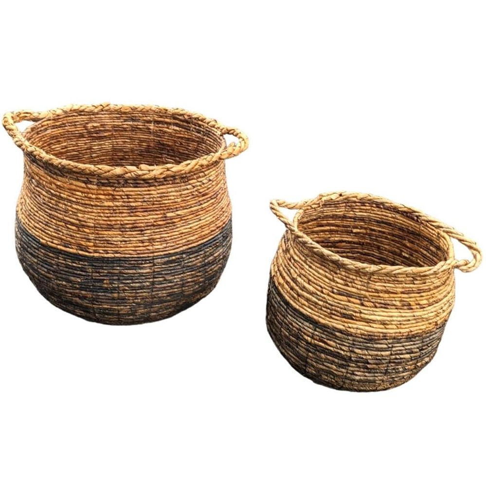 Coffrets et boîtes - panier en abaca noir/naturel  GBNHS2 - BALINAISA