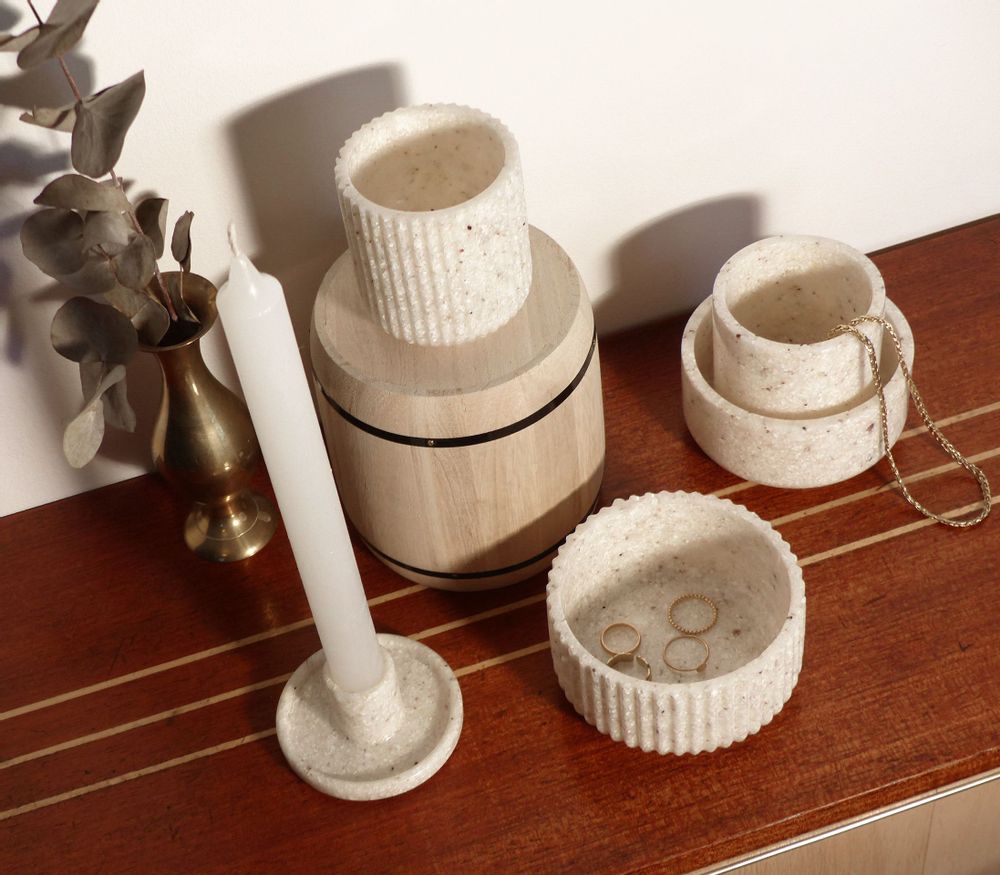 Design objects - Handmade jars & candle holder made of recycled oyster shells Materialys - MATERIALYS