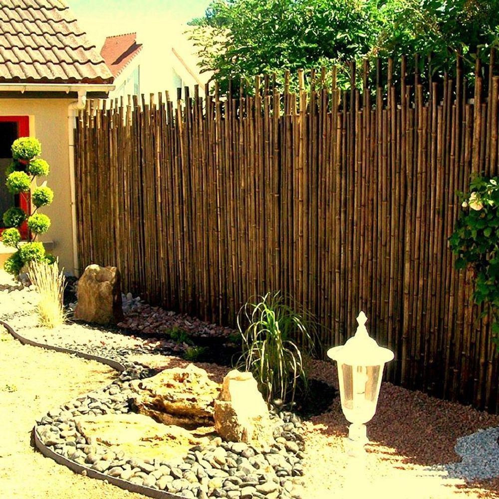 Accessoires de déco extérieure - Clôture en Bambou noir naturel de la gamme Japonaise - Réf : 5-JBF - BAMBOULAND