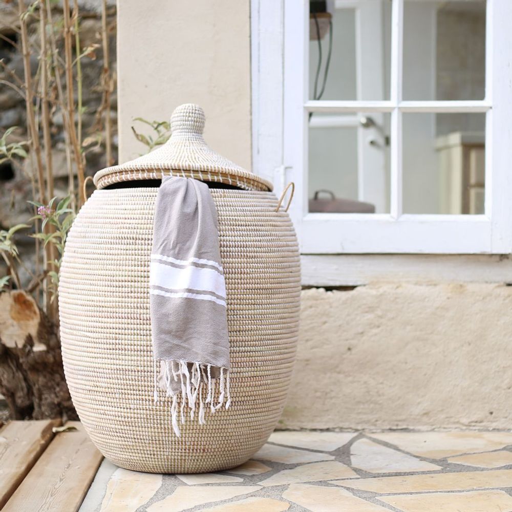 Laundry baskets - EGG African Basket LARGE - H 80 cm / Ø 55 cm - KAWOBAZAAR