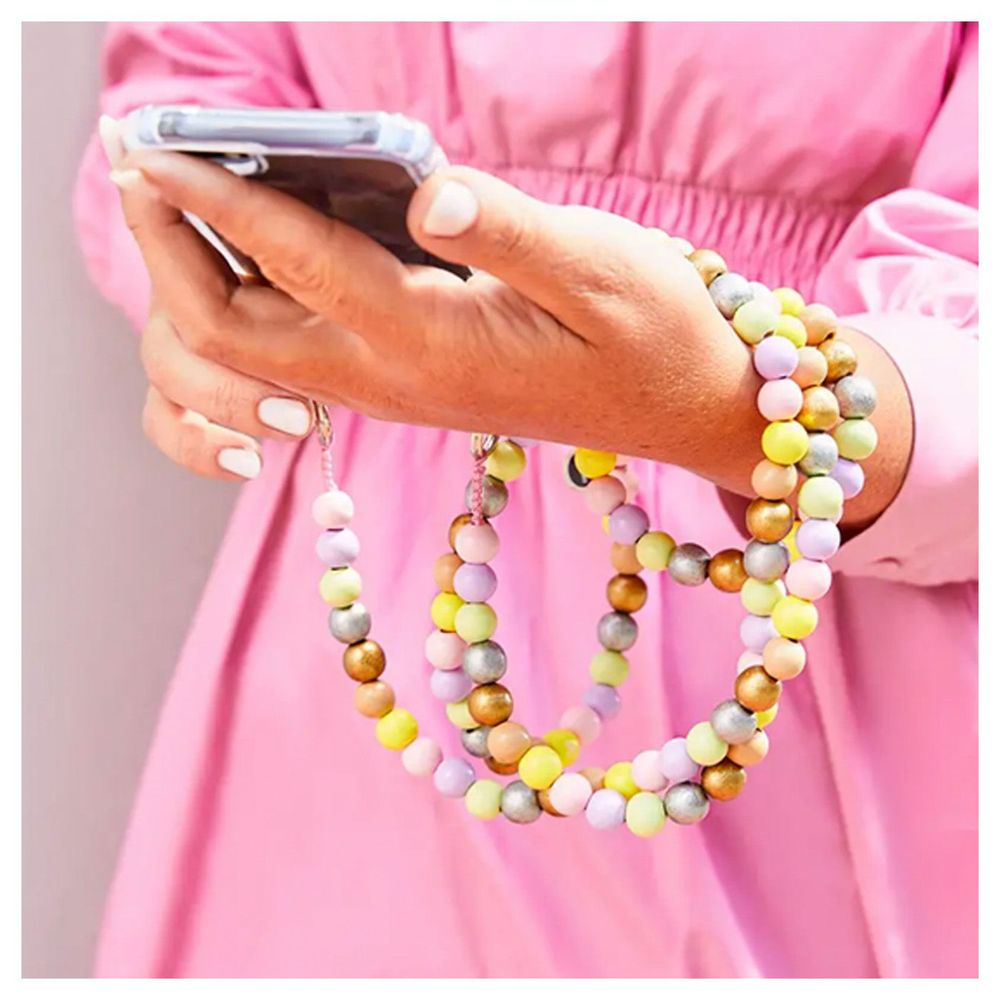 Jewelry - Mobile Phone Chain made of wooden beads in pastelmix - ESCAPULARIO / MOBEADS